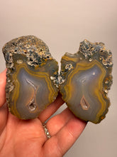 Load image into Gallery viewer, High-Grade Indonesian Sumatra Agate Pair – Vibrant Banded Chalcedony with Rich Color Zoning | Ethical Lapidary &amp; Collector Display Specimens
