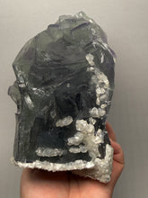 Load image into Gallery viewer, Premium Cubic Green–Purple Phantom Fluorite with Flower Calcite on Matrix

Xianghualing Mine, Hunan Province, China
