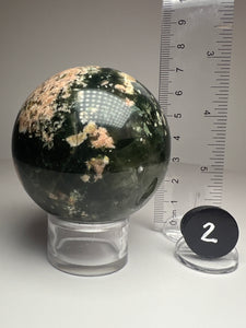 Pink Blossom Green Smoky Garden Quartz Sphere from Madagascar