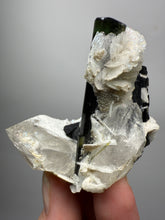 Load image into Gallery viewer, Dark Green Cap Stak Nala Tourmaline and Quartz with Flower Cleavelandite Matrix – Haramosh Mountains, Pakistan
