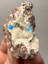 Load image into Gallery viewer, Rare Electric Blue Pentagonite &amp; Cavansite on Druzy Matrix | Collector Mineral Specimen | Wagholi Quarry, India

