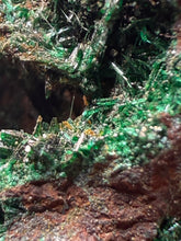 Load image into Gallery viewer, Brochantite Collector Mineral Specimen – Vivid Green Copper Crystals from Morocco
