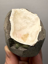 Load image into Gallery viewer, Golden Calcite on Druzy Chalcedony — Deccan Traps, Maharashtra, India

