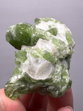 Load image into Gallery viewer, Electric Green Diopside on Quartz – Collector Mineral Specimen (Gilgit-Baltistan) Pakistan
