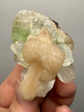 Load image into Gallery viewer, High-Grade Gemmy Green Apophyllite on White Stilbite  | Deccan Traps, Maharashtra, India
