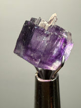 Load image into Gallery viewer, Rhodochrosite + Quartz on Purple Isometric Fluorite (Thumbnail Specimen) | Wutong Mine, China
