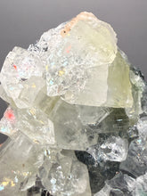Load image into Gallery viewer, High-Grade Green Apophyllite with Pink Stilbite on Black Chalcedony – Deccan Traps, India
