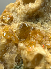 Load image into Gallery viewer, Hessonite Garnet Cluster on Matrix – Natural Collector Specimen from Pakistan | High-Grade Orange-Red Garnet Crystals
