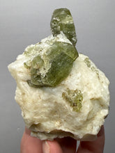 Load image into Gallery viewer, Electric Green Diopside on Quartz – Collector Mineral Specimen (Gilgit-Baltistan) Pakistan
