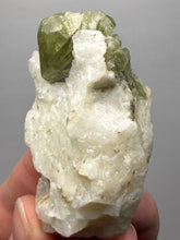 Load image into Gallery viewer, Electric Green Diopside on Quartz – Collector Mineral Specimen (Gilgit-Baltistan) Pakistan
