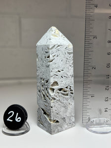 White Pseudomorph Agate after Anhydrite Obelisk Tower from Mexico