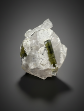 Load image into Gallery viewer, Dark Green Cap Stak Nala Tourmaline on Cleavelandite Matrix – Haramosh Mountains, Pakistan
