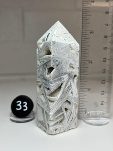 White Pseudomorph Agate after Anhydrite Obelisk Tower from Mexico