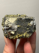 Load image into Gallery viewer, 3” New Find: Huanzala Mine Peru Sphalerite + Chalcopyrite + Apatite + Calcite + Quartz | Collector Display Specimen
