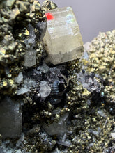 Load image into Gallery viewer, 4.8” New Find: Huanzala Mine Peru Sphalerite + Chalcopyrite + Apatite + Calcite + Quartz | Collector Display Specimen
