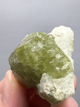 Load image into Gallery viewer, Electric Green Diopside on Quartz – Collector Mineral Specimen (Gilgit-Baltistan) Pakistan
