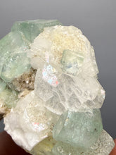 Load image into Gallery viewer, High-Grade Gemmy Green Apophyllite on White Stilbite  | Deccan Traps, Maharashtra, India
