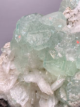 Load image into Gallery viewer, High-Grade Gemmy Green Apophyllite on White Stilbite  | Deccan Traps, Maharashtra, India
