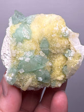 Load image into Gallery viewer, Luminous Mint Apophyllite with Glittering Druzy Sugar Quartz – India
