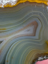 Load image into Gallery viewer, High-Grade Indonesian Sumatra Agate Pair – Vibrant Banded Chalcedony with Rich Color Zoning | Ethical Lapidary &amp; Collector Display Specimens
