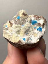 Load image into Gallery viewer, Rare Electric Blue Pentagonite on Druzy Matrix – Collector Mineral Specimen | India
