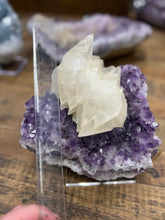 Load image into Gallery viewer, Optical Scalenohedral Calcite on Amethyst from San Eugenio Artigas Dept., Uruguay
