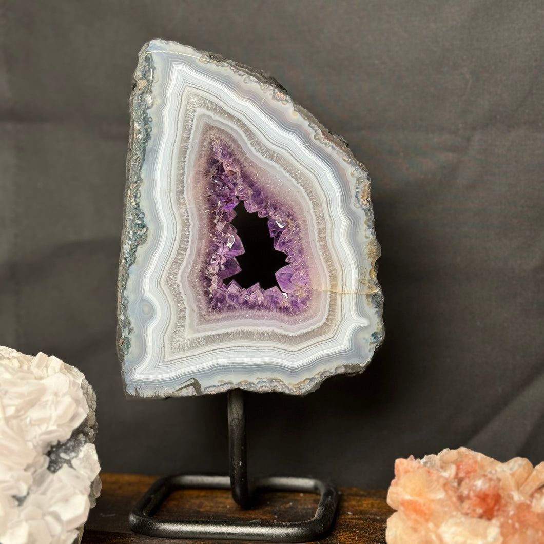 Amethyst with Agate on Stand