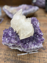 Load image into Gallery viewer, Optical Scalenohedral Calcite on Amethyst from San Eugenio Artigas Dept., Uruguay
