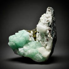 Load image into Gallery viewer, High-Grade Gemmy Green Apophyllite on White Stilbite  | Deccan Traps, Maharashtra, India
