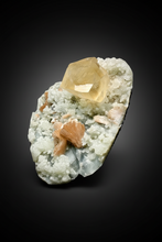 Load image into Gallery viewer, XXL Museum-Quality Golden Optical Calcite &amp; Red Heulandite Encrusted Pink Stilbite on Druzy Chalcedony | India | Mineral Display Showpiece Specimen

