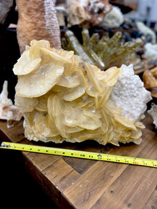 Golden Petal Calcite on Flower Quartz (AKA Potato Calcite) • China