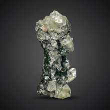 Load image into Gallery viewer, High-Grade Green Apophyllite with Pink Stilbite on Black Chalcedony – Deccan Traps, India
