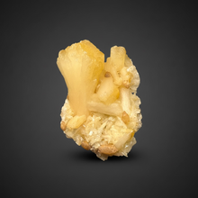 Load image into Gallery viewer, High-Grade Golden Calcite on Golden Stilbite — Maharashtra, India (Collector Cabinet Specimen)
