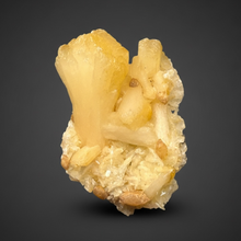 Load image into Gallery viewer, High-Grade Golden Calcite on Golden Stilbite — Maharashtra, India (Collector Cabinet Specimen)
