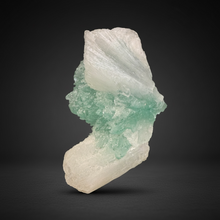 Load image into Gallery viewer, High-Grade Gemmy Green Apophyllite on White Stilbite  | Deccan Traps, Maharashtra, India
