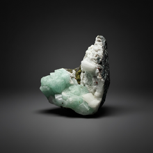 Load image into Gallery viewer, High-Grade Gemmy Green Apophyllite on White Stilbite  | Deccan Traps, Maharashtra, India

