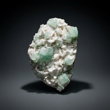 Load image into Gallery viewer, High-Grade Gemmy Green Apophyllite on White Stilbite  | Deccan Traps, Maharashtra, India
