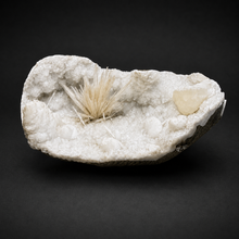 Load image into Gallery viewer, FINE MINERAL | Mesolite Bow Sprays Format with Stilbite on Quartz Druzy | Maharashtra, India
