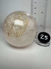 Load image into Gallery viewer, Dendrite Manganese Included Iron Oxide Quartz (Golden Healer) Sphere • RARE
