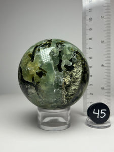 Epidote in Botryoidal Prehnite Sphere