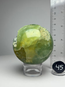 Epidote in Botryoidal Prehnite Sphere