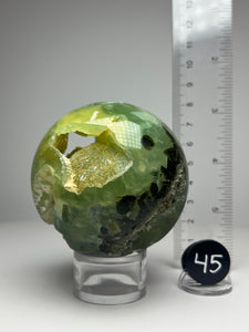 Epidote in Botryoidal Prehnite Sphere