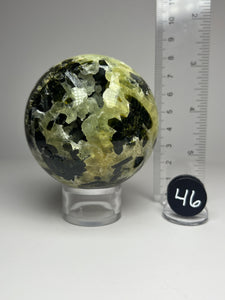 Epidote in Botryoidal Prehnite Sphere