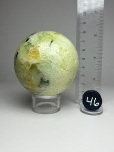 Epidote in Botryoidal Prehnite Sphere