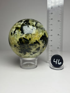 Epidote in Botryoidal Prehnite Sphere