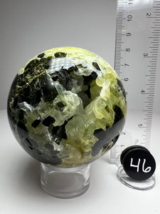 Epidote in Botryoidal Prehnite Sphere