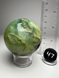 Epidote in Botryoidal Prehnite Sphere