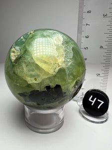 Epidote in Botryoidal Prehnite Sphere