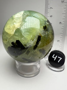 Epidote in Botryoidal Prehnite Sphere