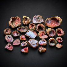 Load image into Gallery viewer, FINE MINERAL | Pink Chalcedony Druzy Stalactite Agate Geodes| Morocco
